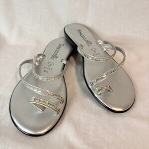 Toscanella Italy Silver Rhinestone Slide Sandals Women's 8.5